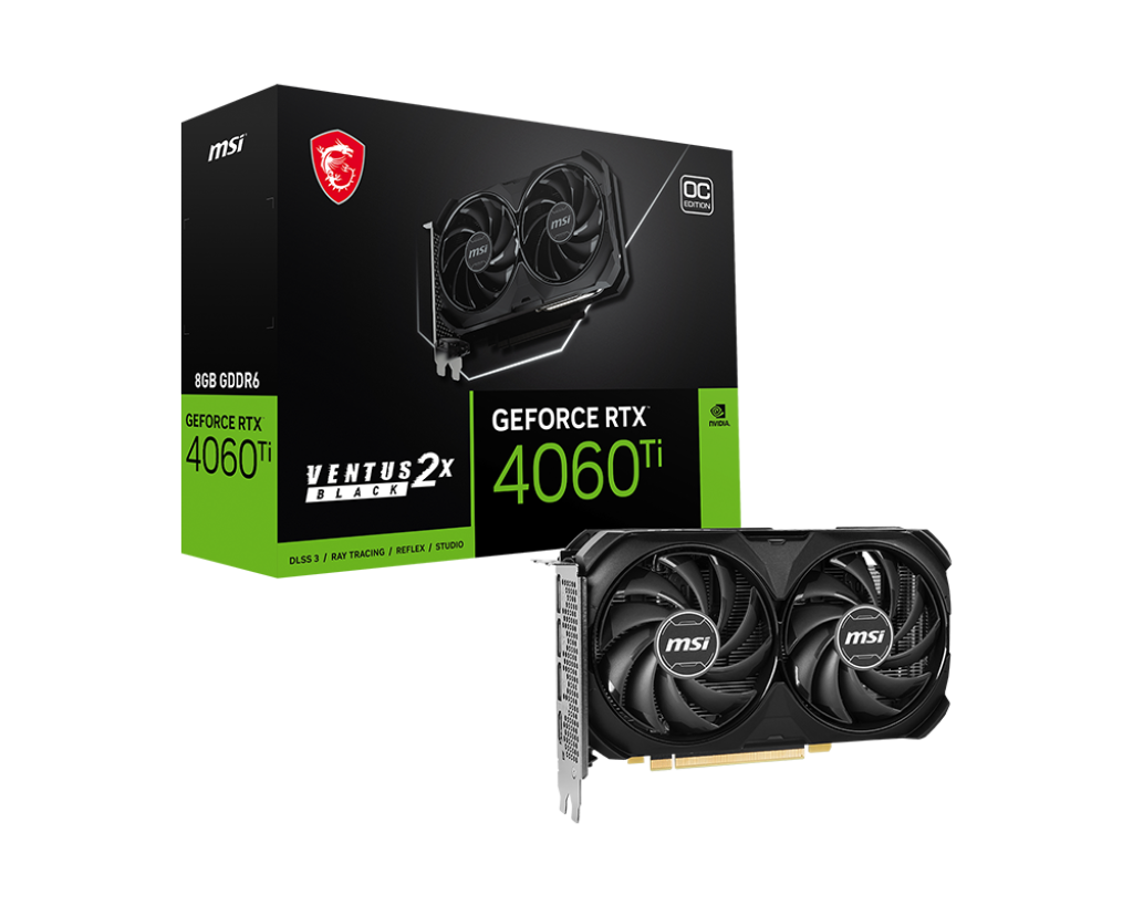 【父親節獻禮】MSI 微星 VENTUS 2X BLACK GeForce RTX 4060 Ti 8G OC 顯示卡
