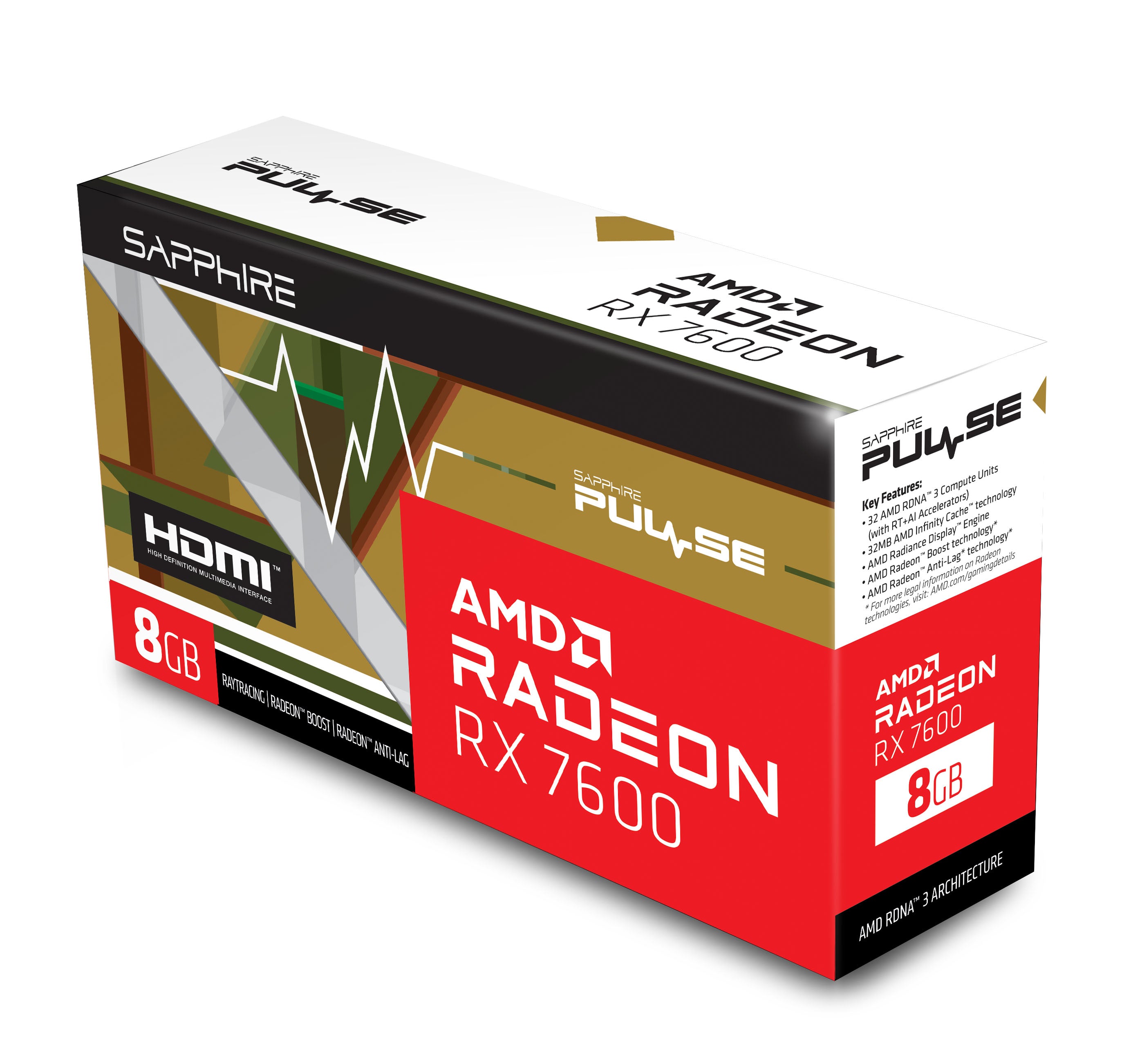 【父親節獻禮】SAPPHIRE PULSE Radeon RX 7600 OC 顯示卡 8GB