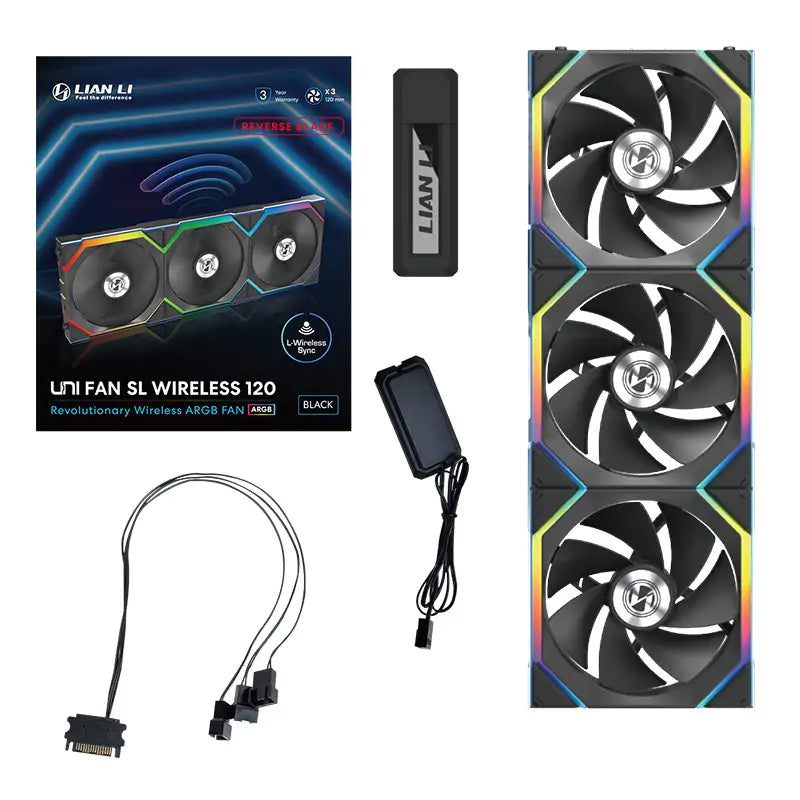 Lian Li 聯力 UNI FAN R12SL LED WIRELESS 120mm Reverse Blade反向扇葉 積木風扇 黑 / 白 Single / 3 Pack