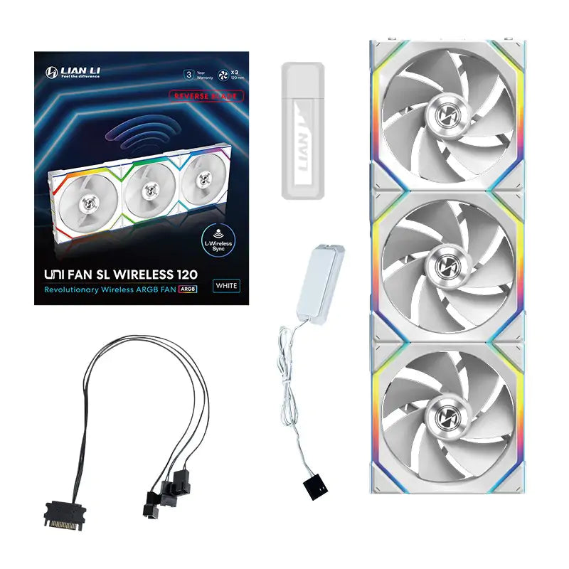 Lian Li 聯力 UNI FAN R12SL LED WIRELESS 120mm Reverse Blade反向扇葉 積木風扇 黑 / 白 Single / 3 Pack