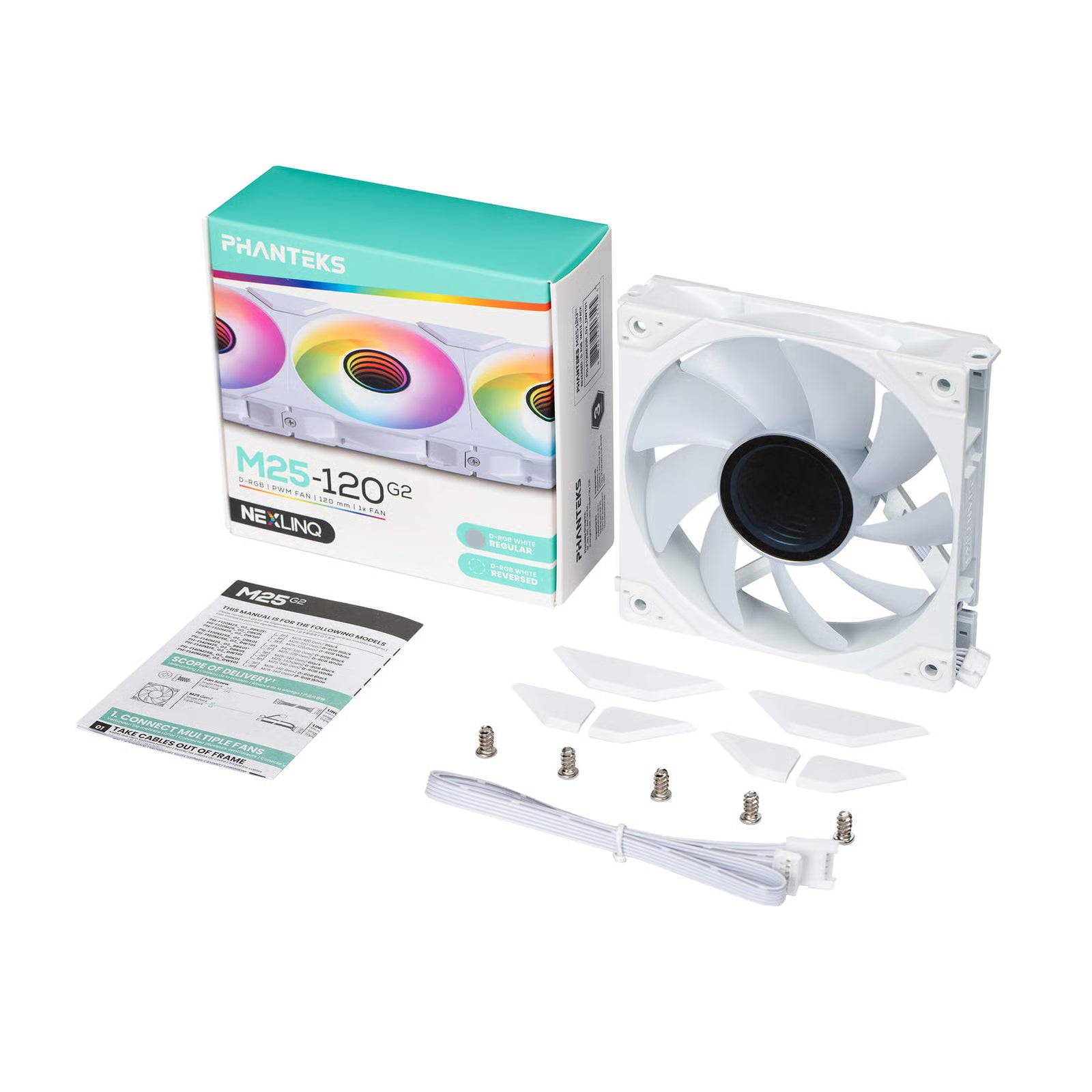 Phanteks 追風者 M25-120 GEN2 DRGB 120mm 單風扇 - White 白色
