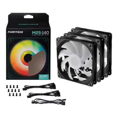 Phanteks 追風者 M25 DRGB 140mm 風扇 - Triple Pack 三件裝（Black 黑色）