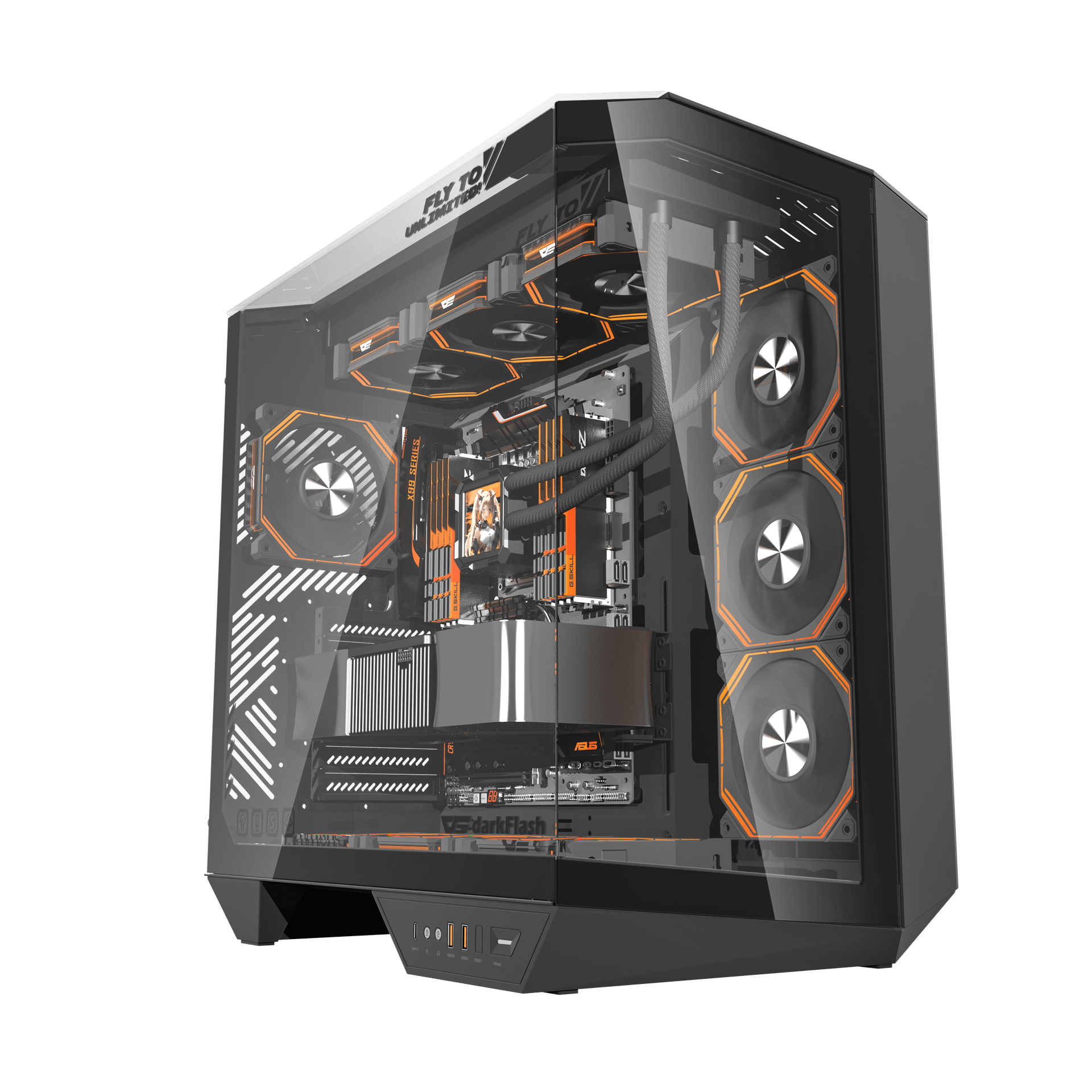 【預裝4把ARGB風扇】Darkflash DY470 ATX 機箱  【支援ATX背插底板】