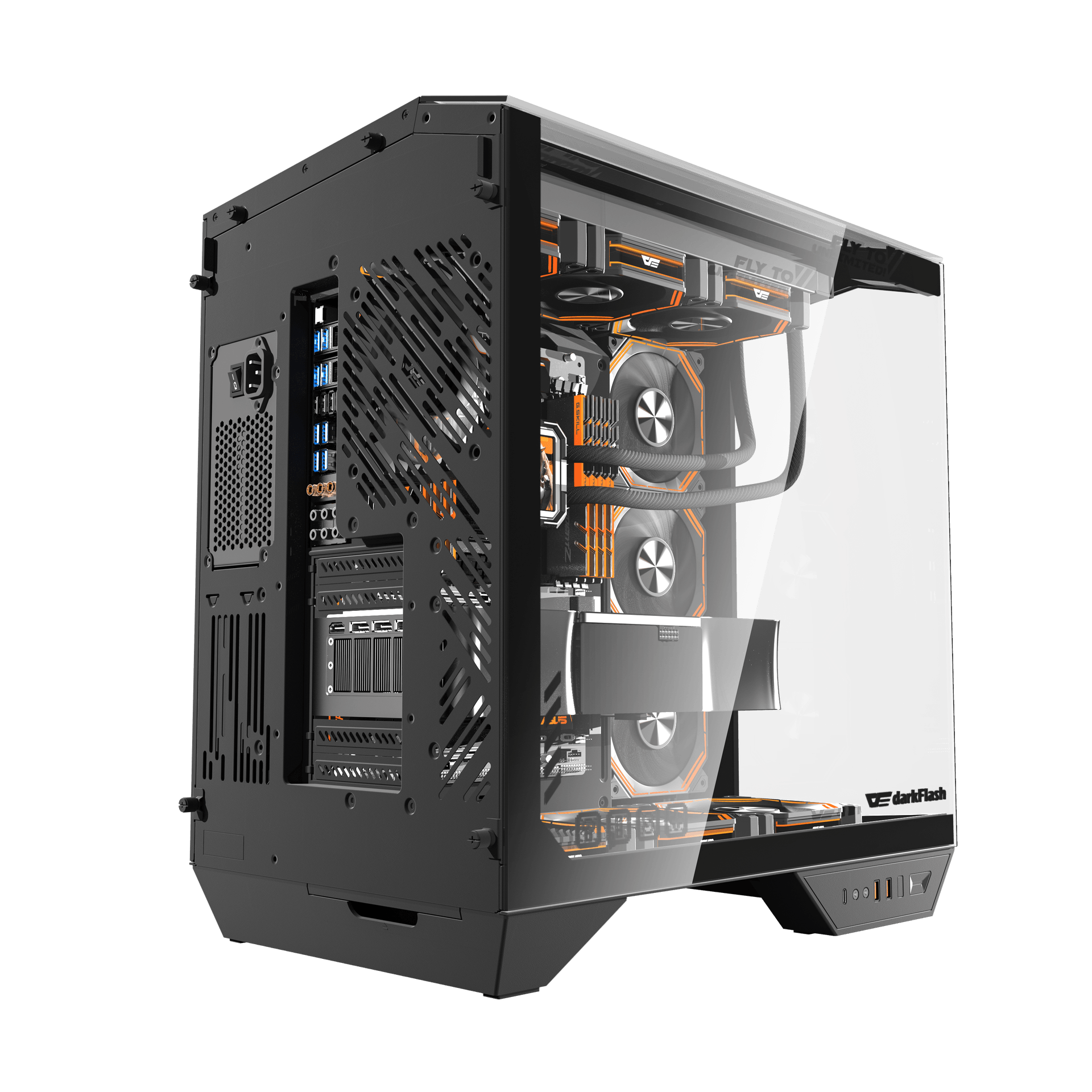 【預裝4把ARGB風扇】Darkflash DY470 ATX 機箱  【支援ATX背插底板】