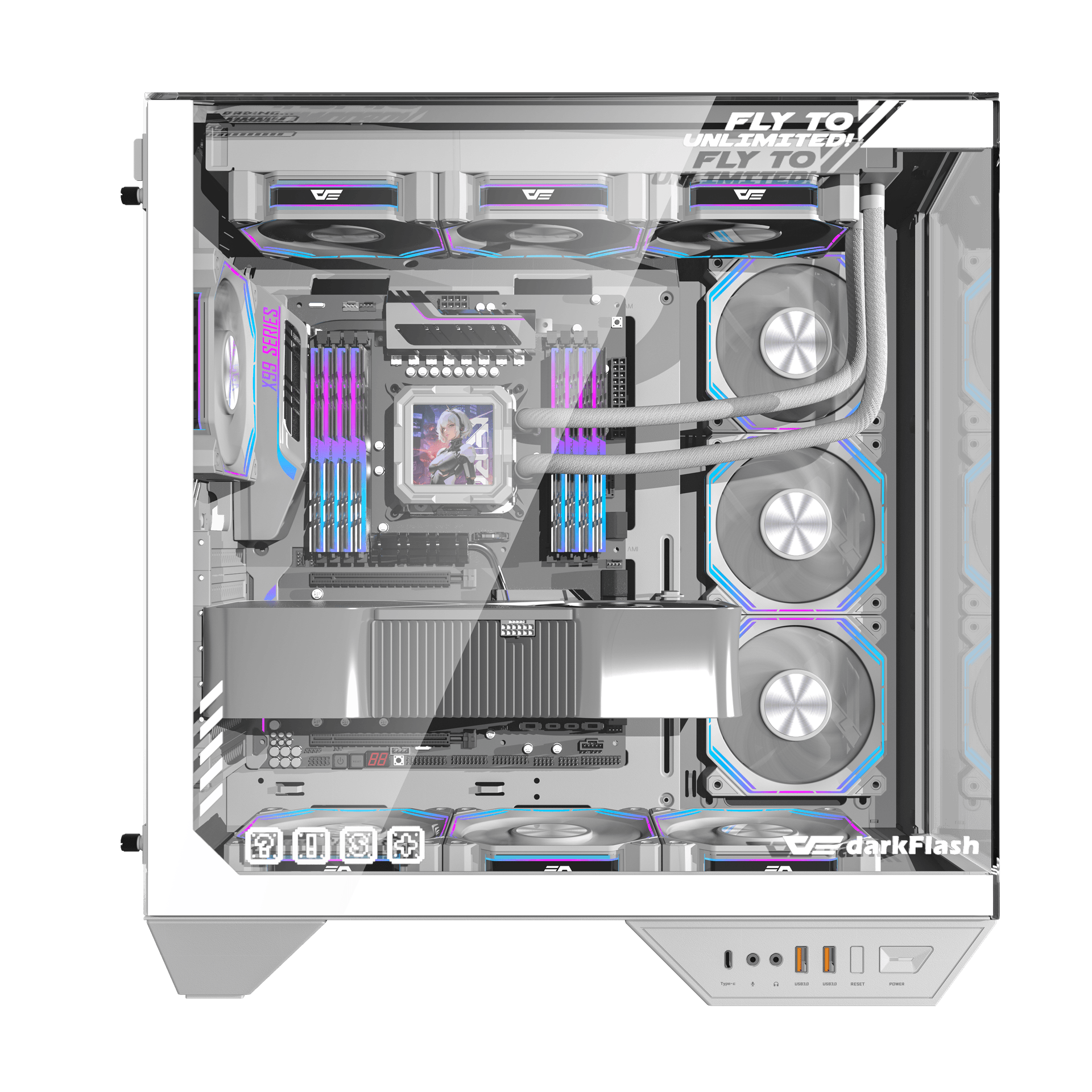 【預裝4把ARGB風扇】Darkflash DY470 ATX 機箱  【支援ATX背插底板】