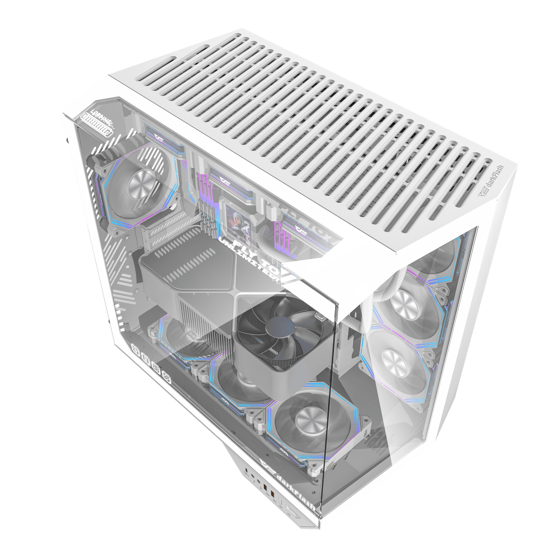 【預裝4把ARGB風扇】Darkflash DY470 ATX 機箱  【支援ATX背插底板】