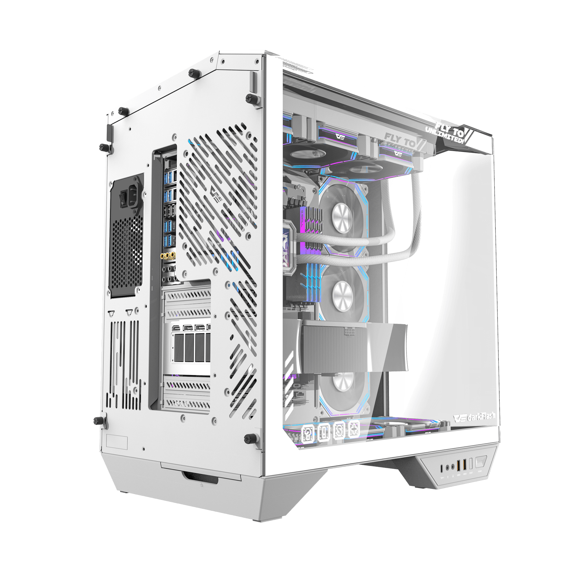 【預裝4把ARGB風扇】Darkflash DY470 ATX 機箱  【支援ATX背插底板】