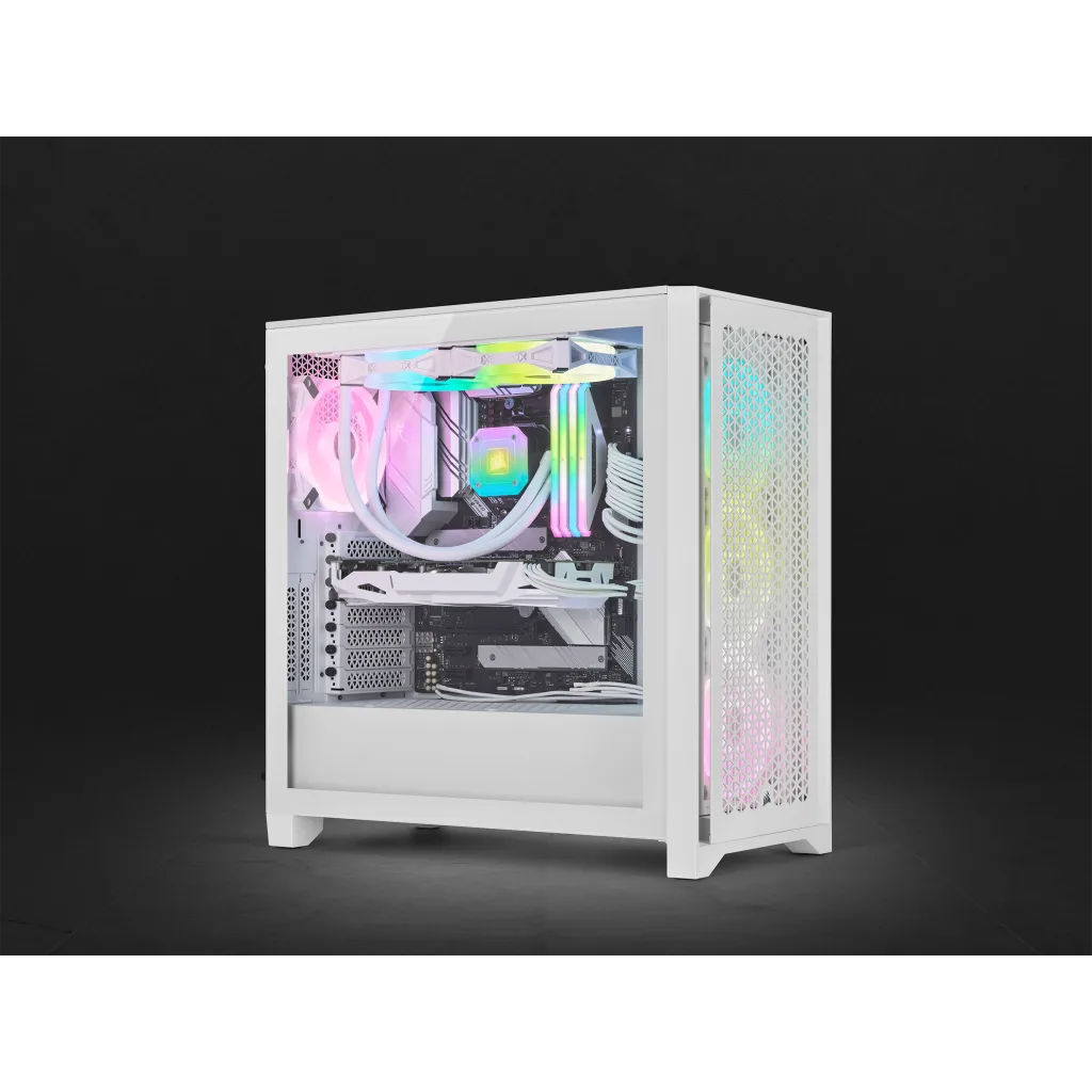 Corsair iCUE 4000D RGB AIRFLOW QL Edition 中塔機箱 強化玻璃 白色