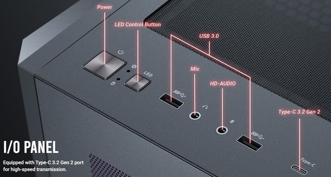 (內附7隻風扇) Antec C5 ARGB ATX Case 機箱 - 黑/白 Black/White