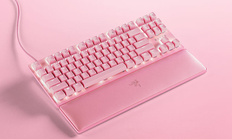 Razer Huntsman V2 Tenkeyless 光學軸機械式鍵盤 (線性光學按鍵軸) - Quartz 粉紅色