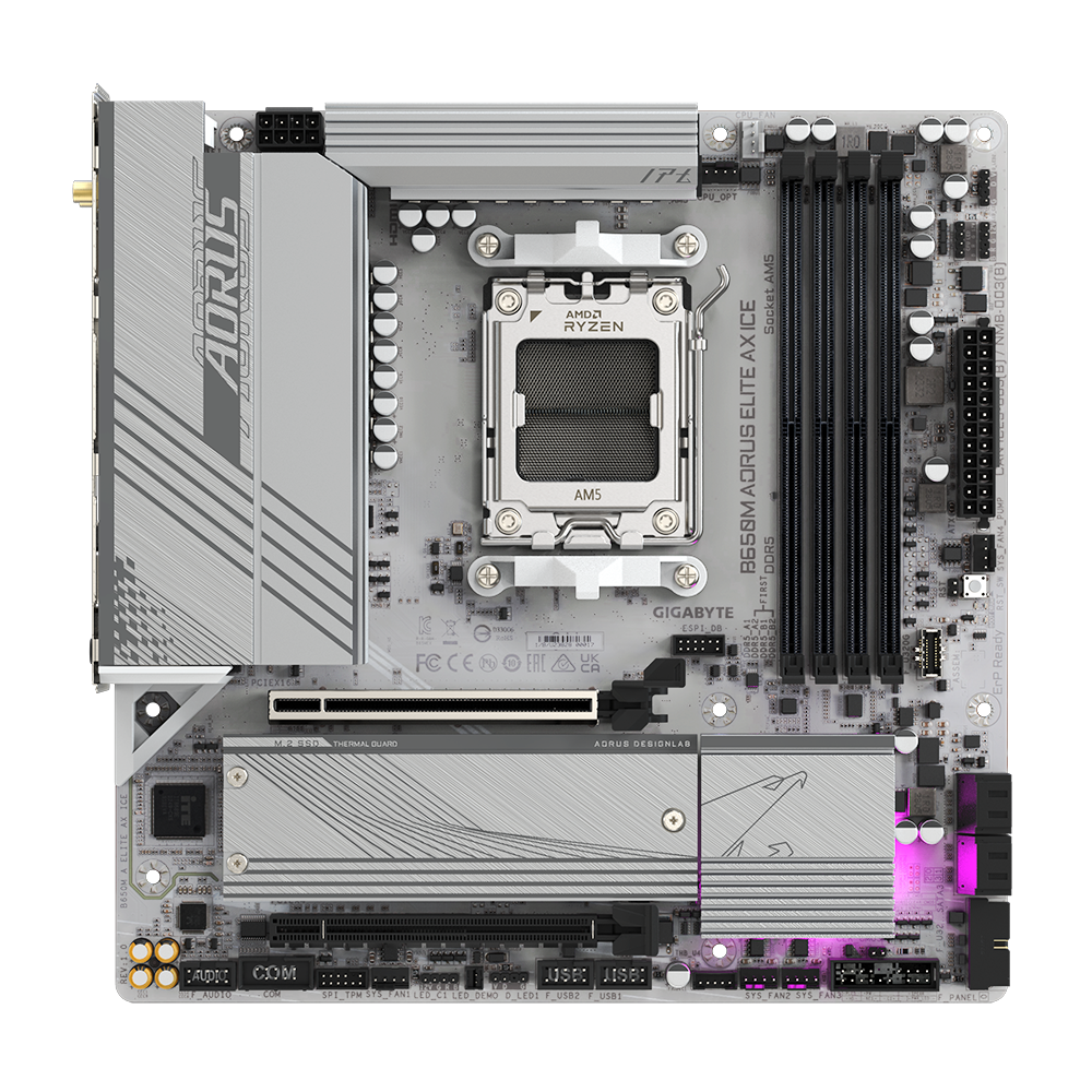 全白 GIGABYTE 技嘉 B650M AORUS ELITE AX ICE Micro-ATX 主機板 (DDR5)