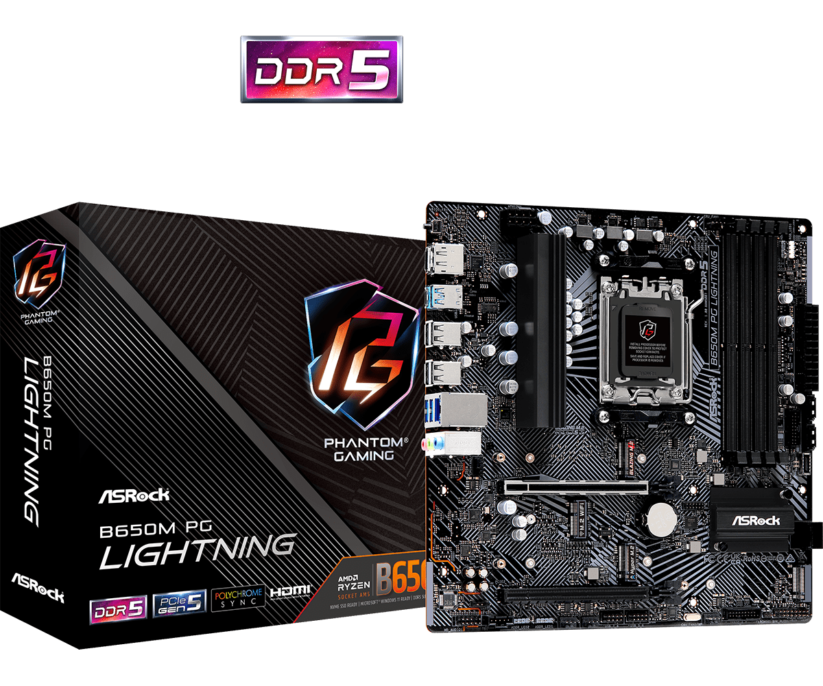 ASRock 華擎 B650M PG Lightning WiFi Micro-ATX 主機板 (DDR5)