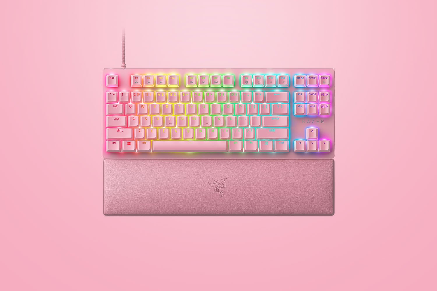 Razer Huntsman V2 Tenkeyless 光學軸機械式鍵盤 (線性光學按鍵軸) - Quartz 粉紅色