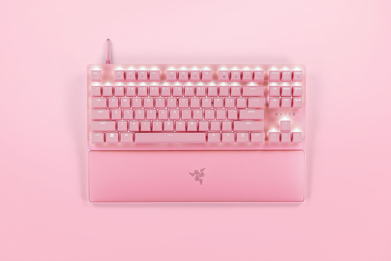 Razer Huntsman V2 Tenkeyless 光學軸機械式鍵盤 (線性光學按鍵軸) - Quartz 粉紅色