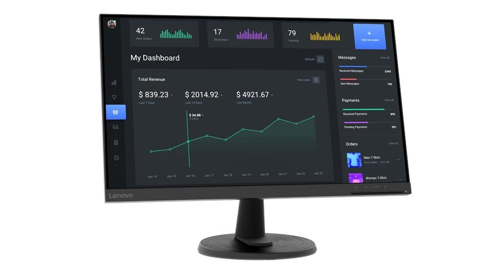 Lenovo D24-40 67A2KAC6UK-R Monitor文書顯示器23.8" FHD (1920x1080) Eye Comfort
