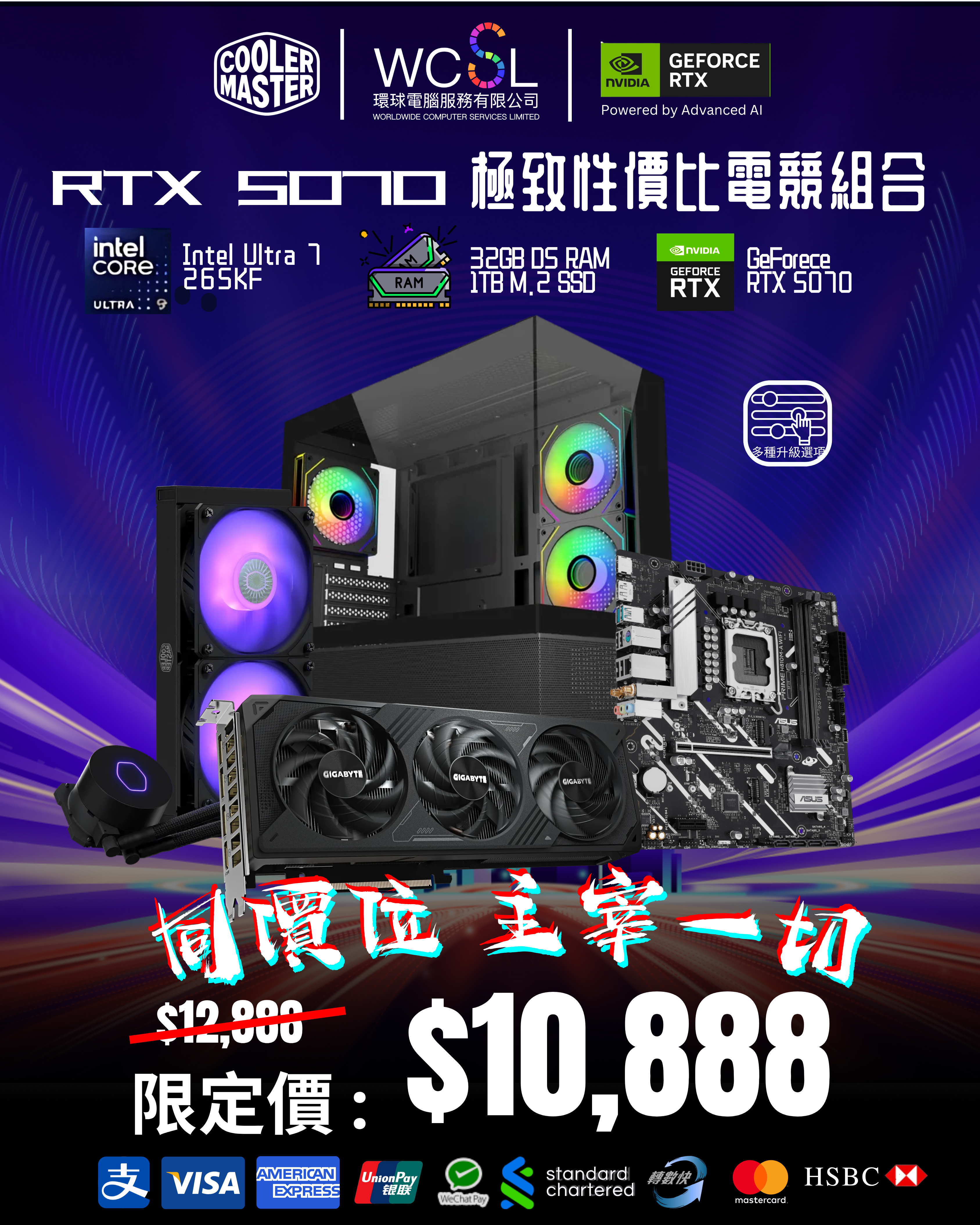 Ultra7 5070 極致性價比電競組合 | 20核20線 | RTX5070 | 1TB | DDR5 |