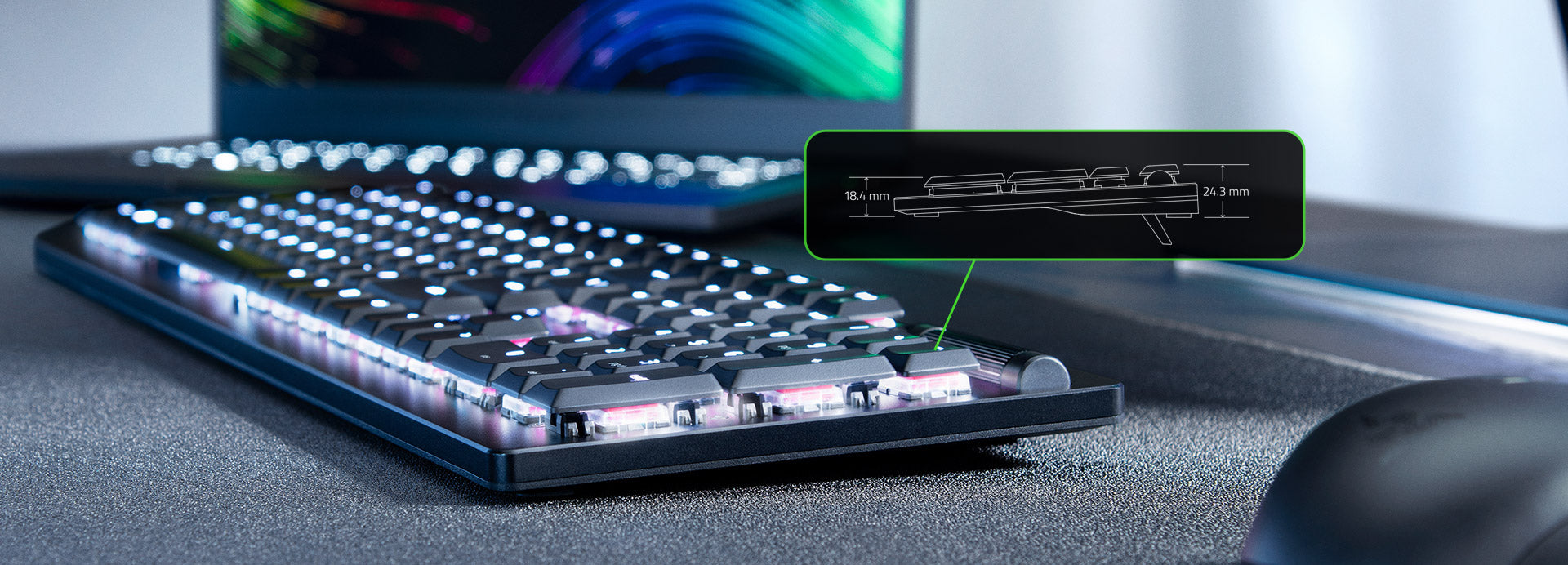 Razer DeathStalker V2 Low Profile 光學鍵盤 (Clicky Purple Switch)