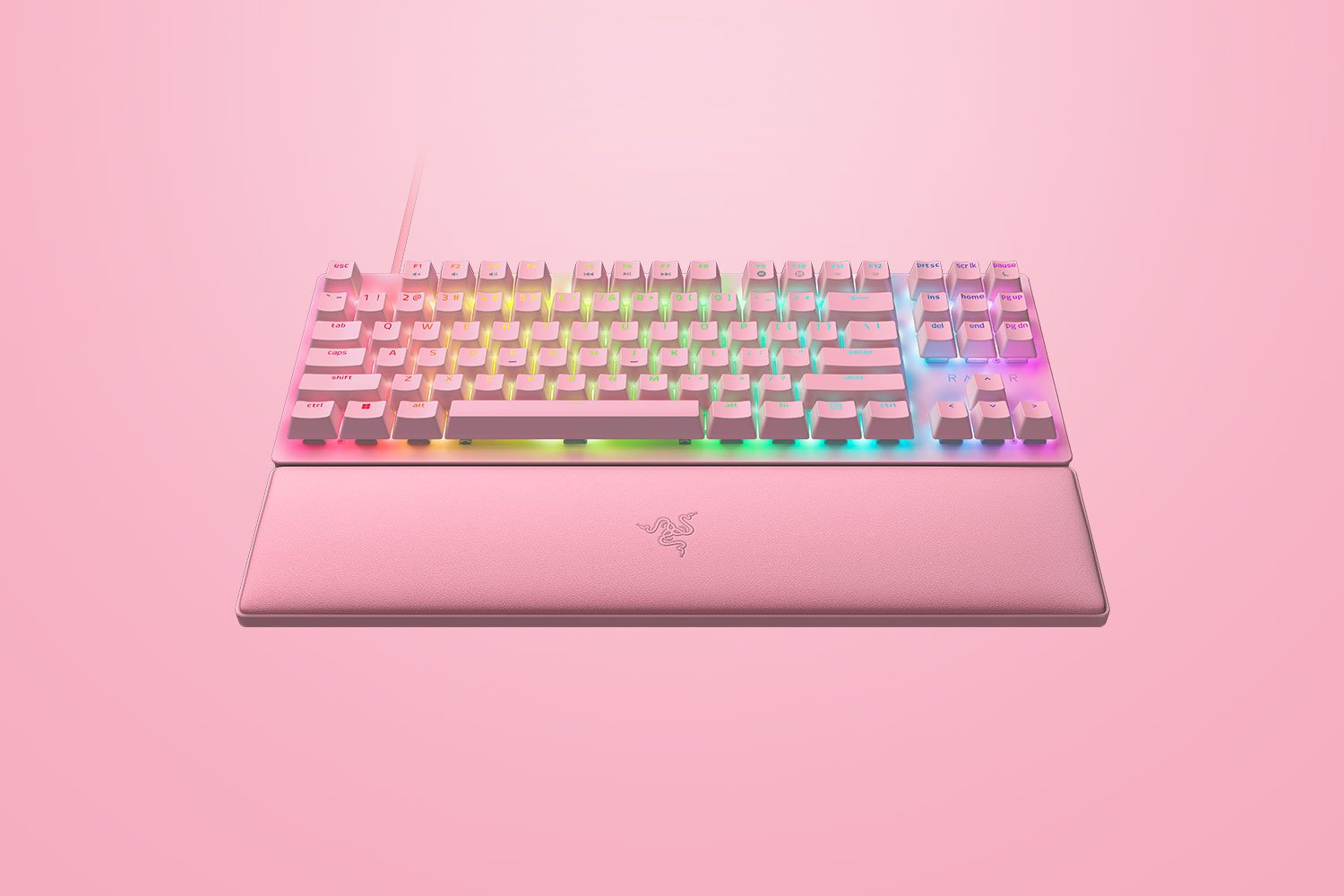 Razer Huntsman V2 Tenkeyless 光學軸機械式鍵盤 (線性光學按鍵軸) - Quartz 粉紅色
