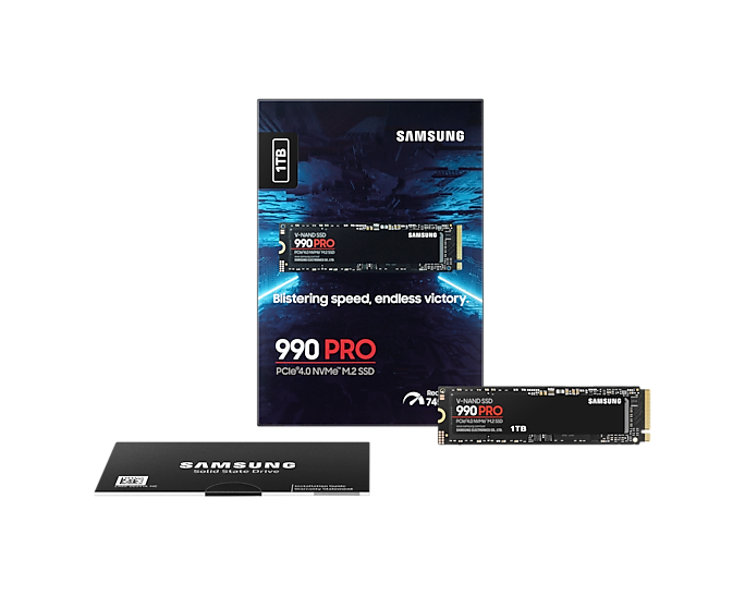 Samsung 990 PRO PCIe 4.0 NVMe M.2 SSD  固態硬碟(7450 MB/s) 含散熱片 (MZ-V9P1T0CW/ MZ-V9P2T0CW/ MZ-V9P4T0CW)