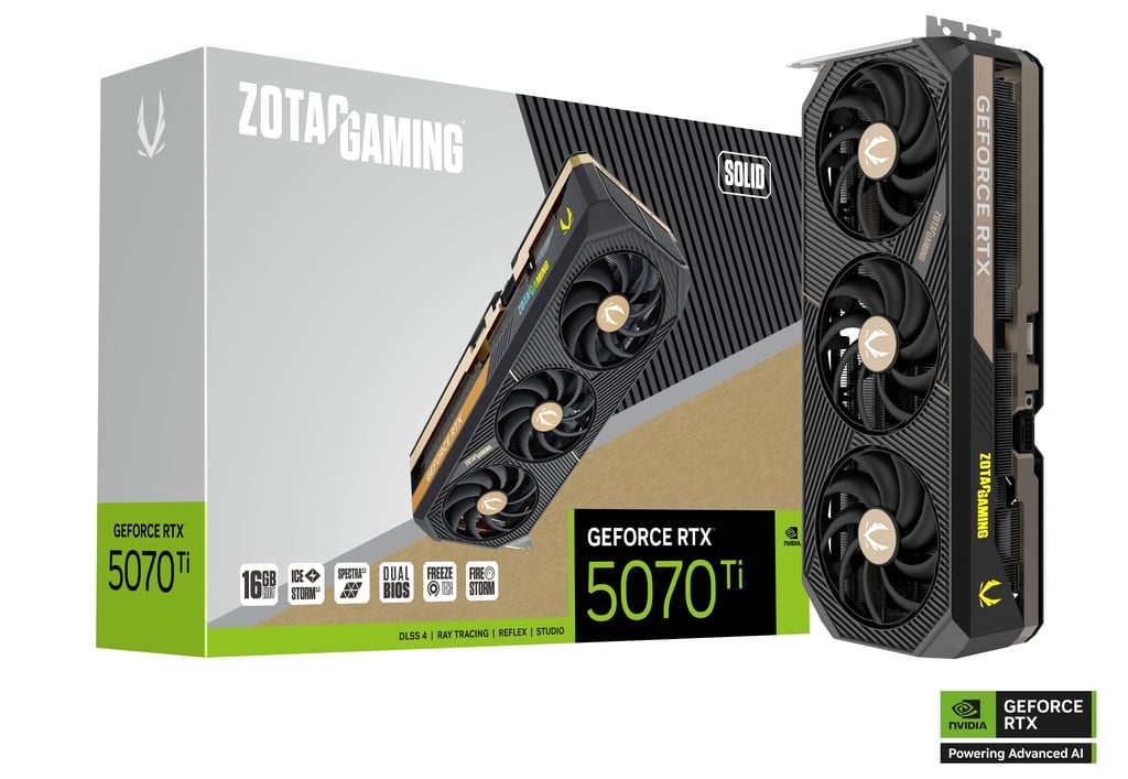 ZOTAC GAMING GeForce RTX 5070 Ti SOLID 16GB 顯示卡