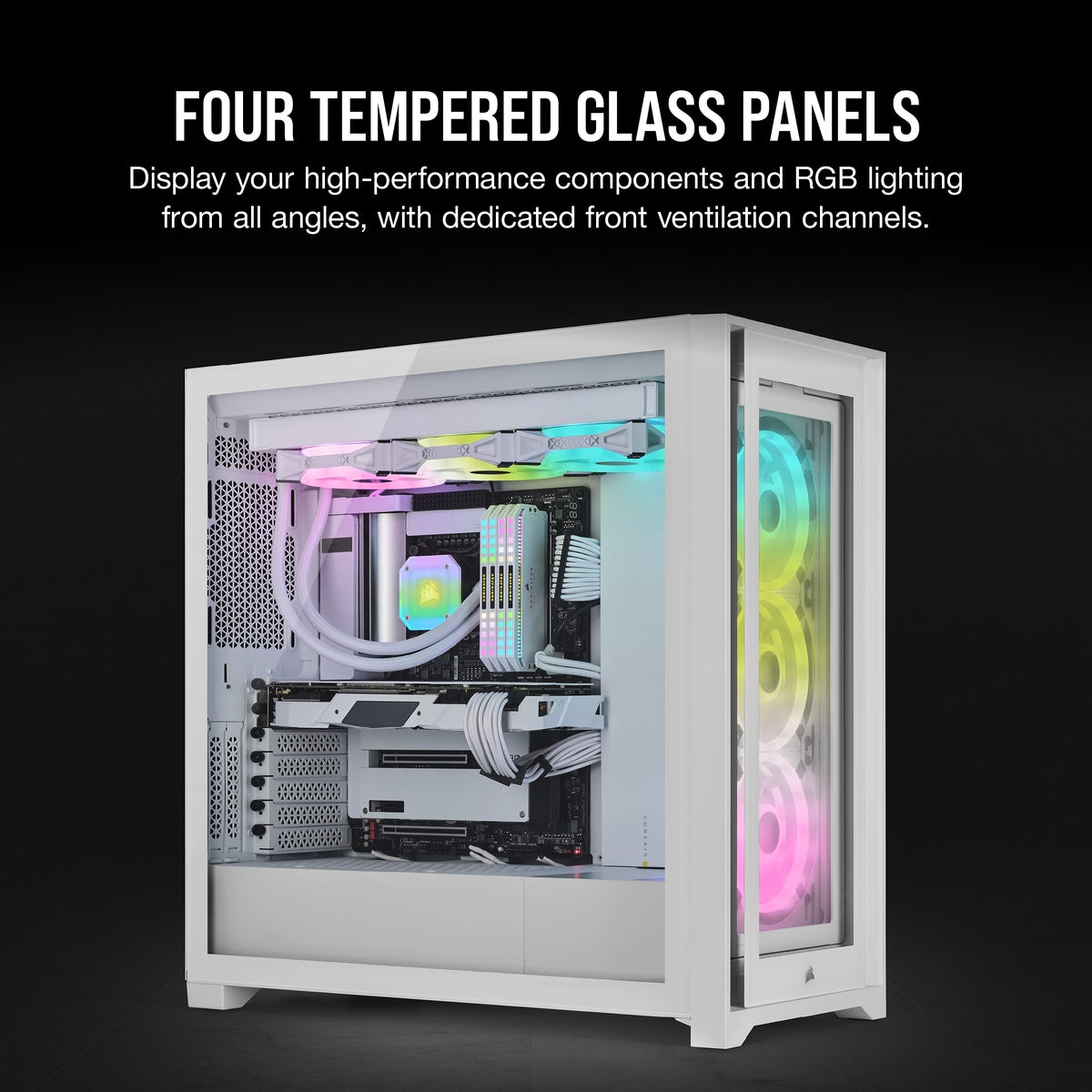 Corsair iCUE 5000X RGB QL Edition Tempered Glass Mid-Tower ATX PC CASE - True White