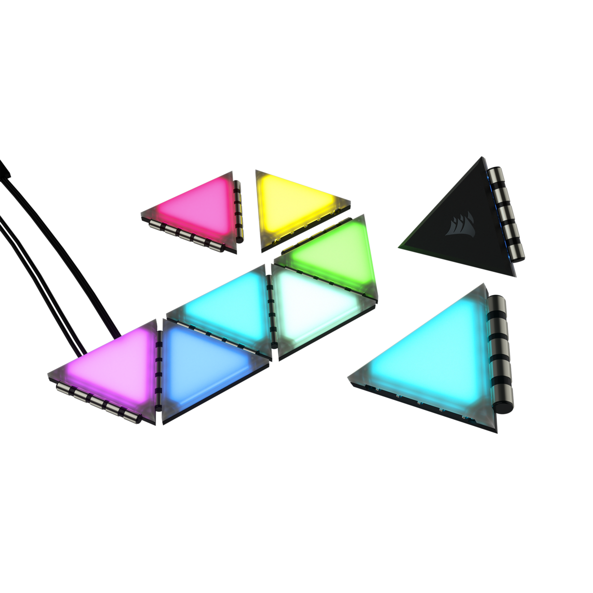 Corsair iCUE LC100 Case Accent Lighting Panels — Mini Triangle — 9x Tile Starter Kit