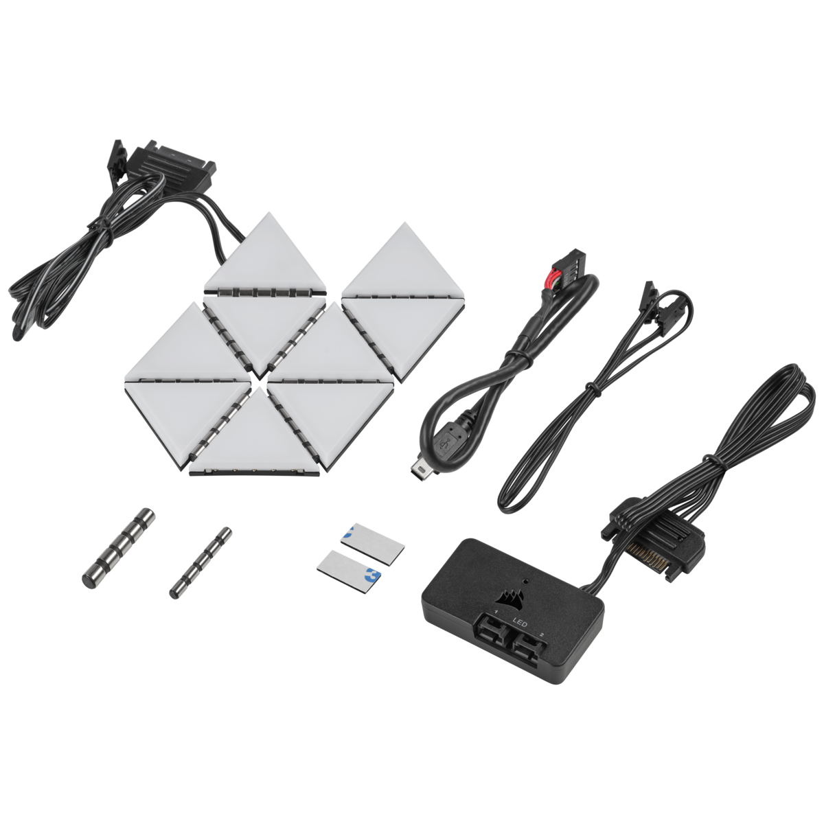 Corsair iCUE LC100 Case Accent Lighting Panels — Mini Triangle — 9x Tile Starter Kit