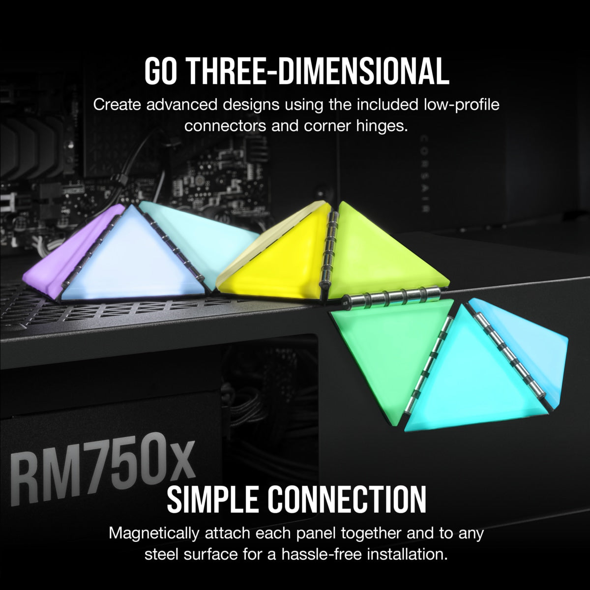 Corsair iCUE LC100 Case Accent Lighting Panels — Mini Triangle — 9x Tile Expansion Kit