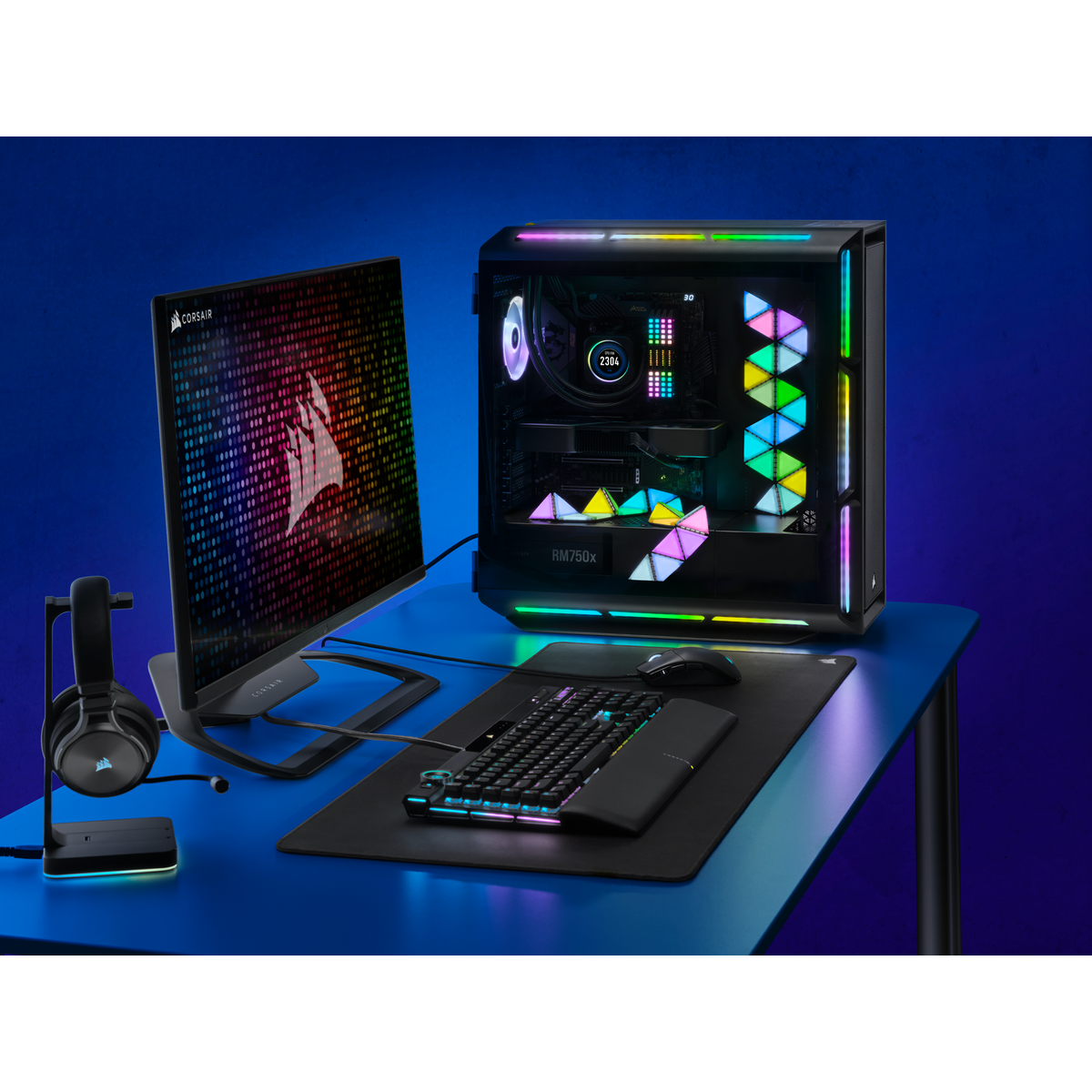 Corsair iCUE LC100 Case Accent Lighting Panels — Mini Triangle — 9x Tile Expansion Kit