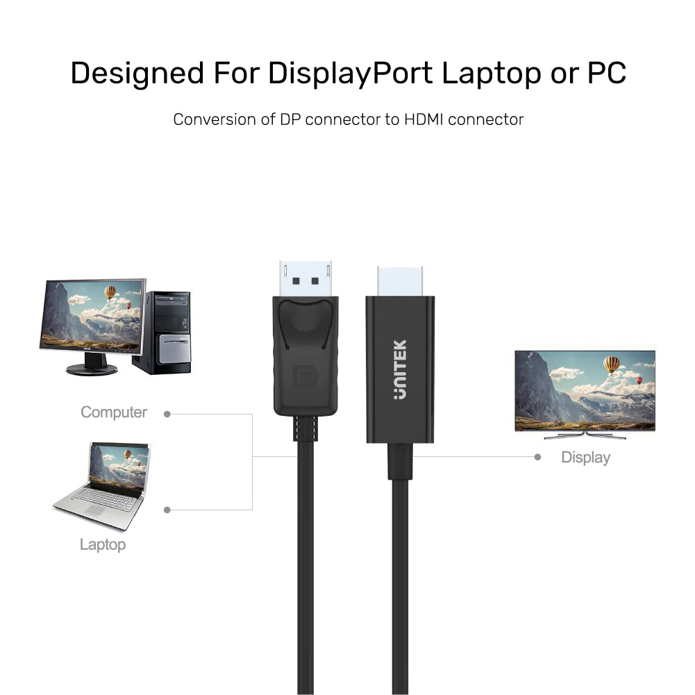 UNITEK Y-5118CA 1.8M DisplayPort to HDMI Cable DP轉HDMI線