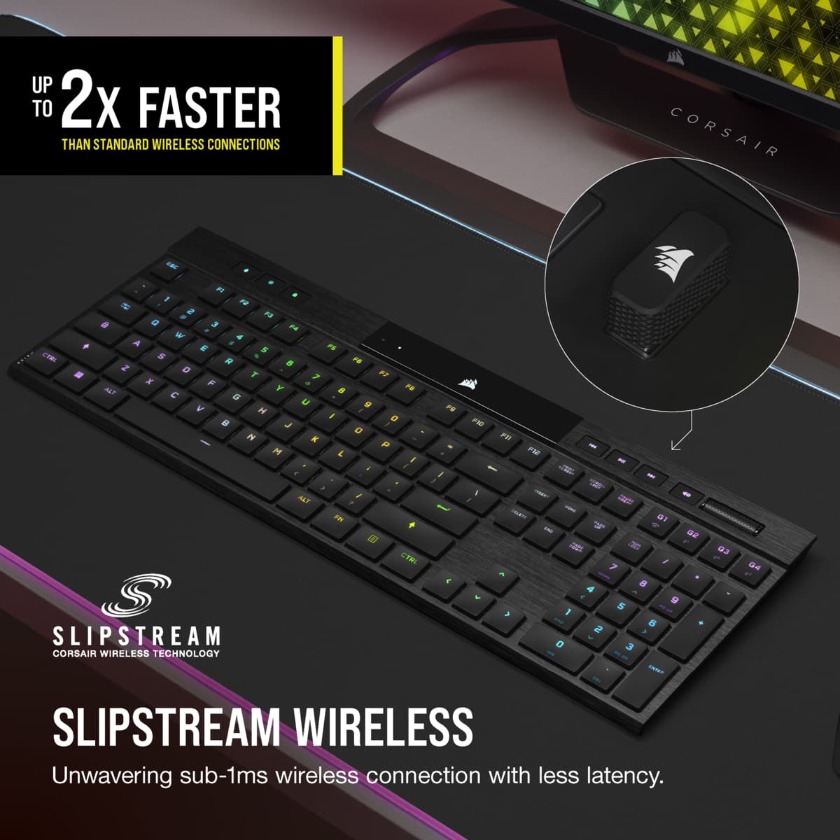 CORSAIR K100 AIR Wireless Ultra-Thin Mechanical Gaming Keyboard (CHERRY MX ULTRA LOW)